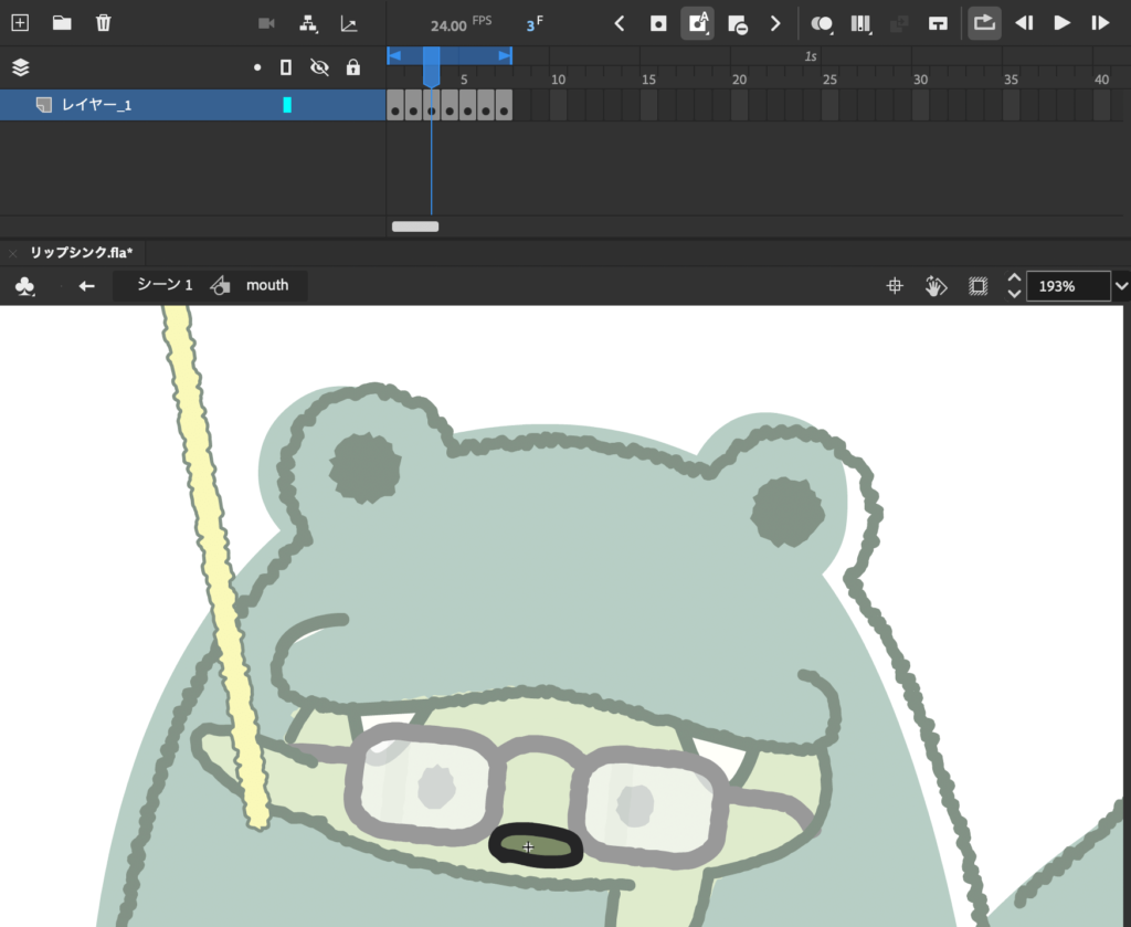 Adobe Animate フレームに口を描く2