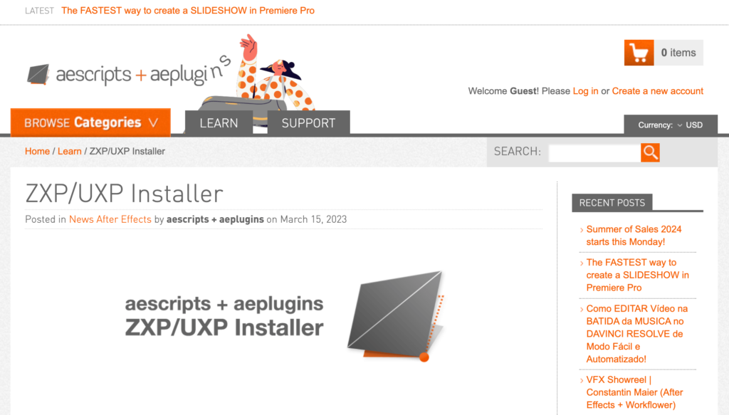 ZXP Installerのページ