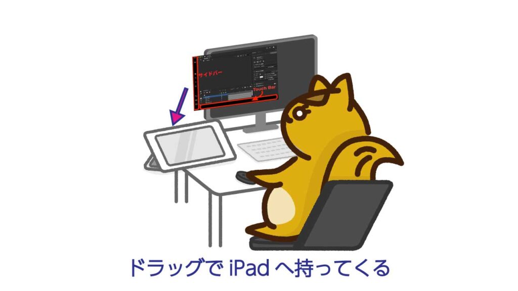 ドラッグでiPadへ持ってくる